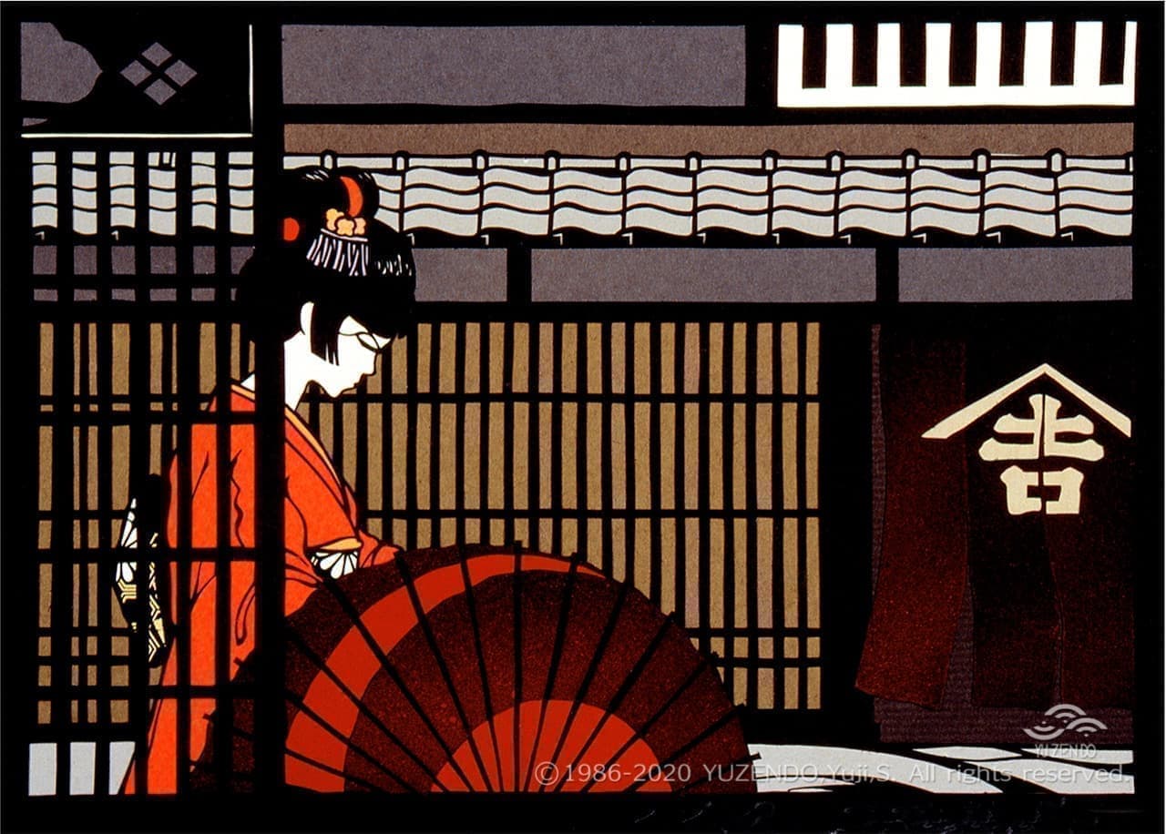 結び絵格子戸の女